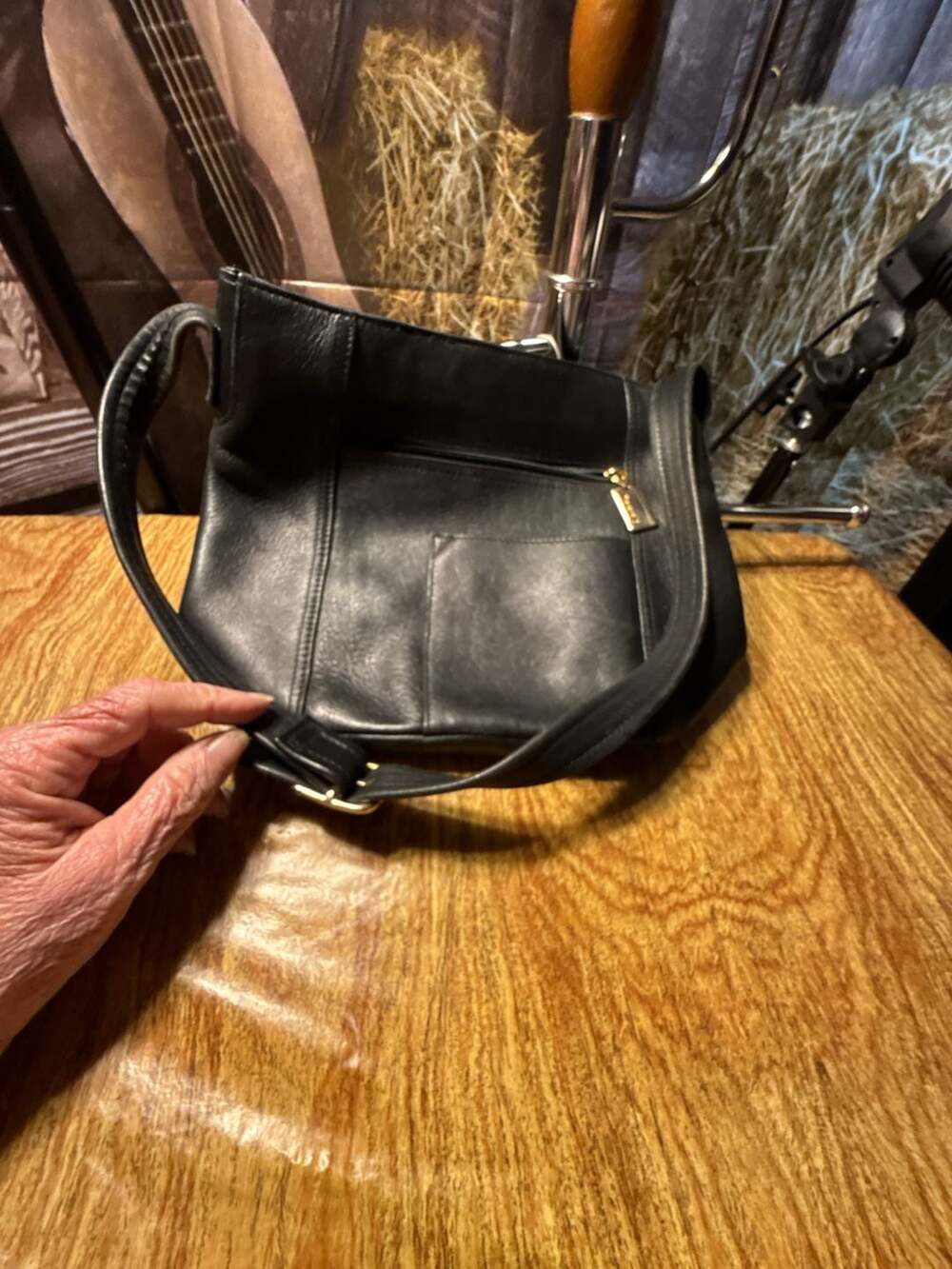 Tignanello Black Leather Shoulder Bag